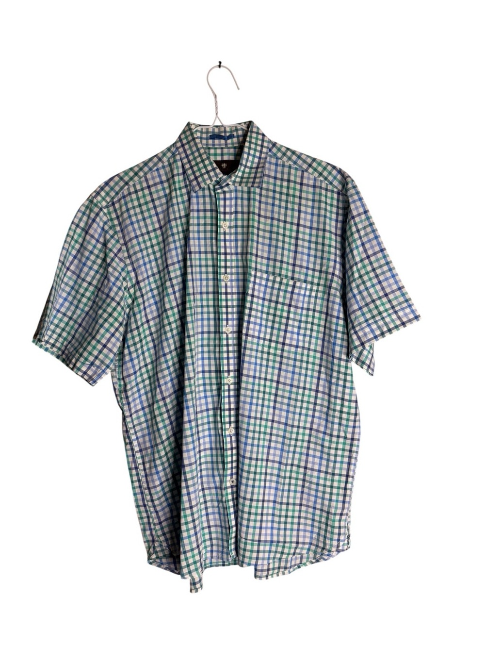 Toscano by Patrick Assaraf Men’s Large Plaid Short Sleeve Cotton Shirt